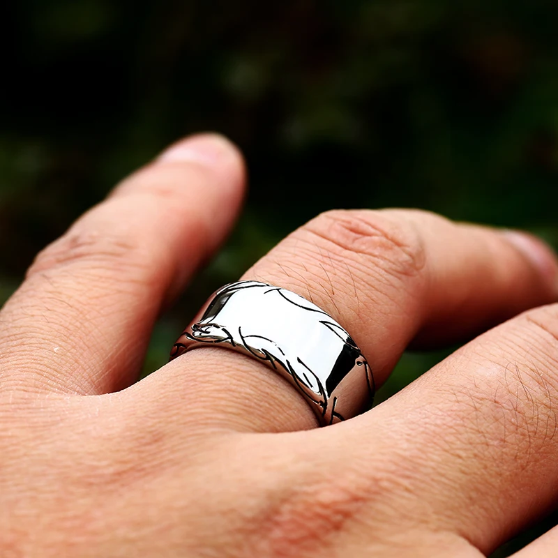 BEIER 2022 New Viking Grass Pattern Ring Simple Design Round Shape High Polished For Men Women Jewelry Wholesale Dropshipping