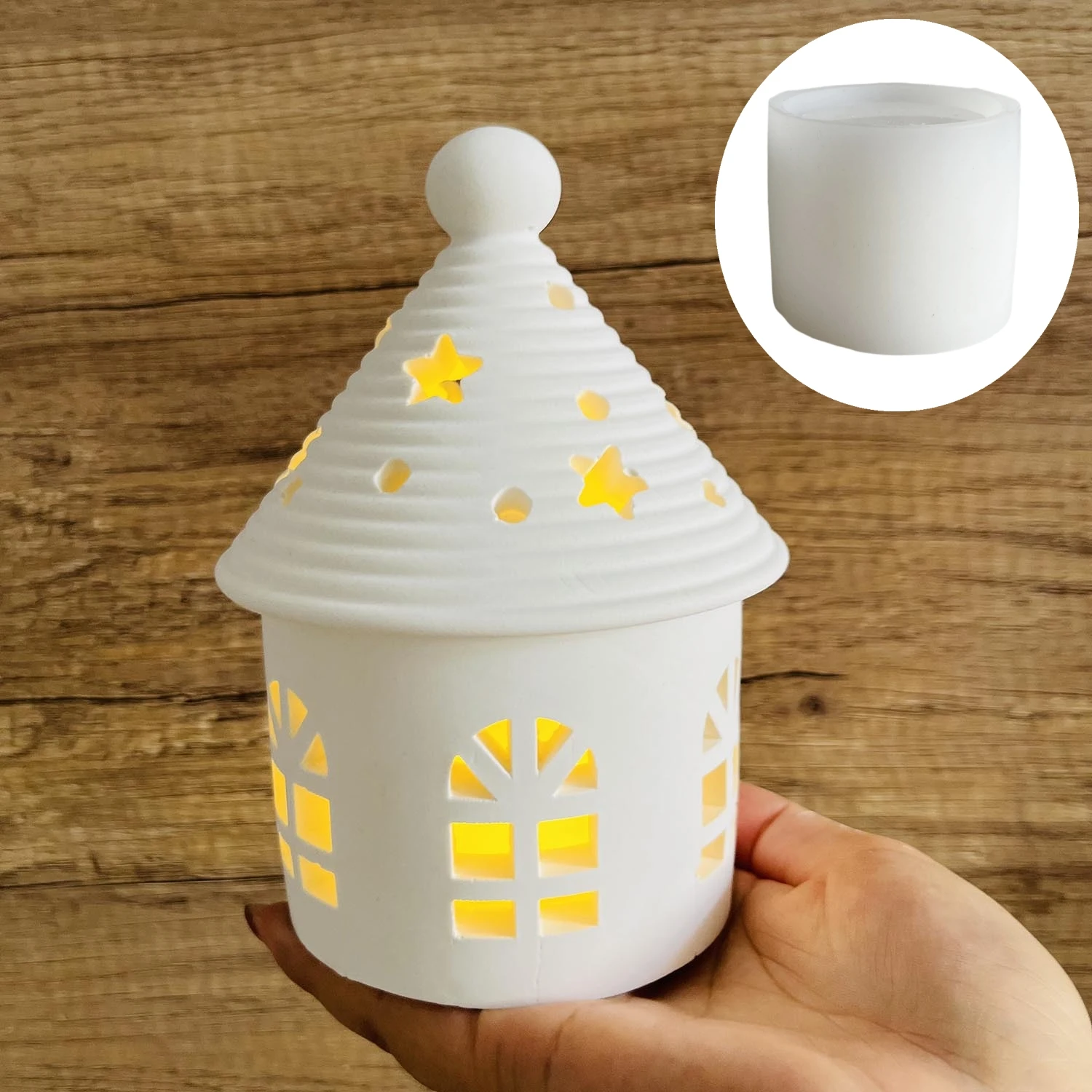 Diy yurt casa molde de silicone céu estrelado cúpula tealight casa molde lanterna casas molde de gesso oco castelo caixa de armazenamento moldes