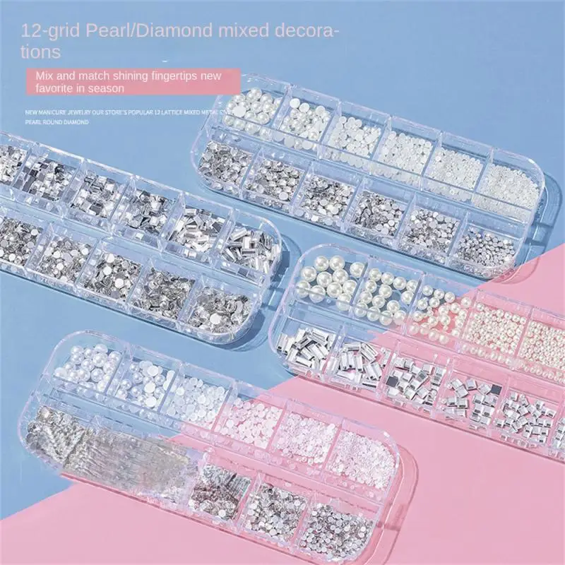 Small Pearl Jewelry All-purpose Individual Covers For Each Unit 12 Cells Per Box Dazzling Rhinestone Decoration