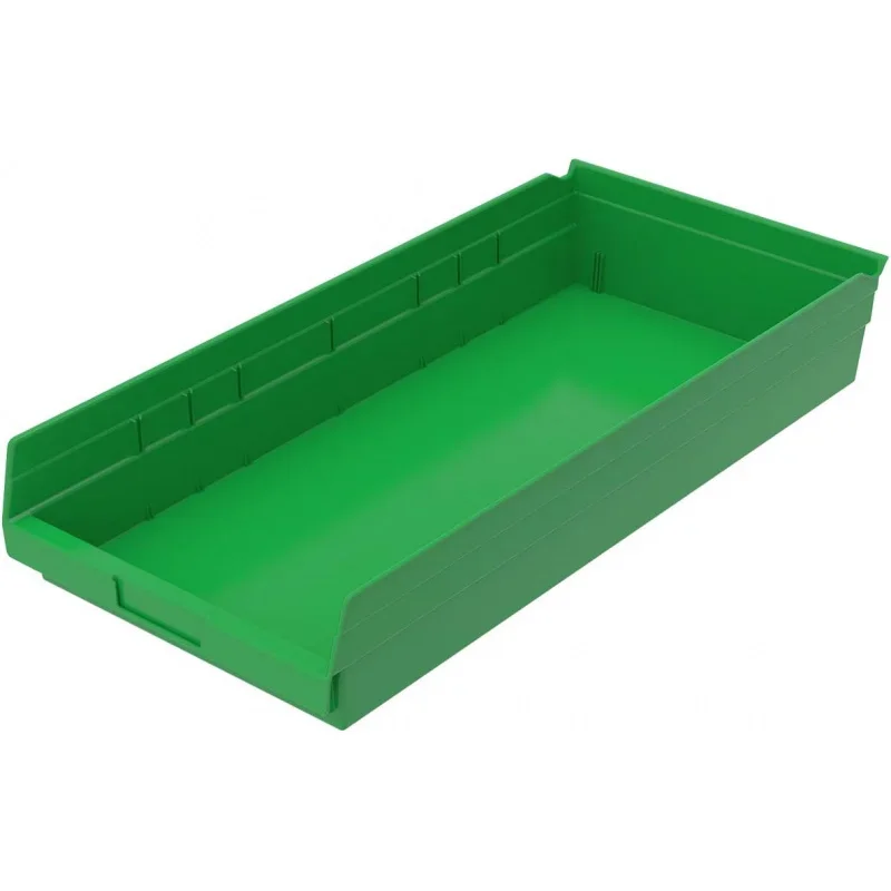 30174 Plastic Nesting Shelf Bin Box, (24-Inch x 11-Inch x 4-Inch), Green, (6-)