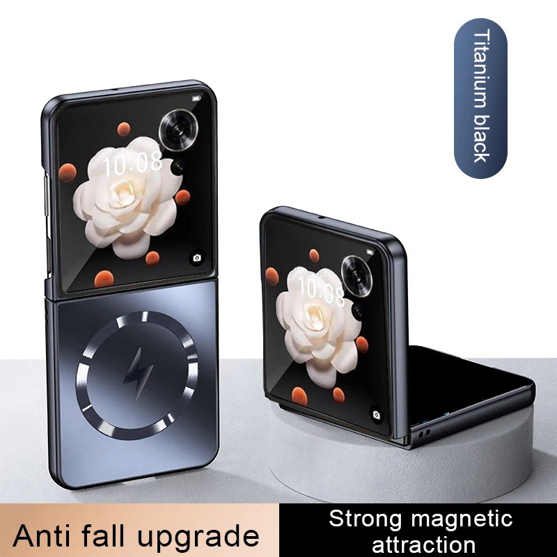 

Magnetic Luxury AG Matte Case For Honor Magic V Flip VFlip MagicVFlip Anti-fingerprint Protector Wireless Charge Back Cover