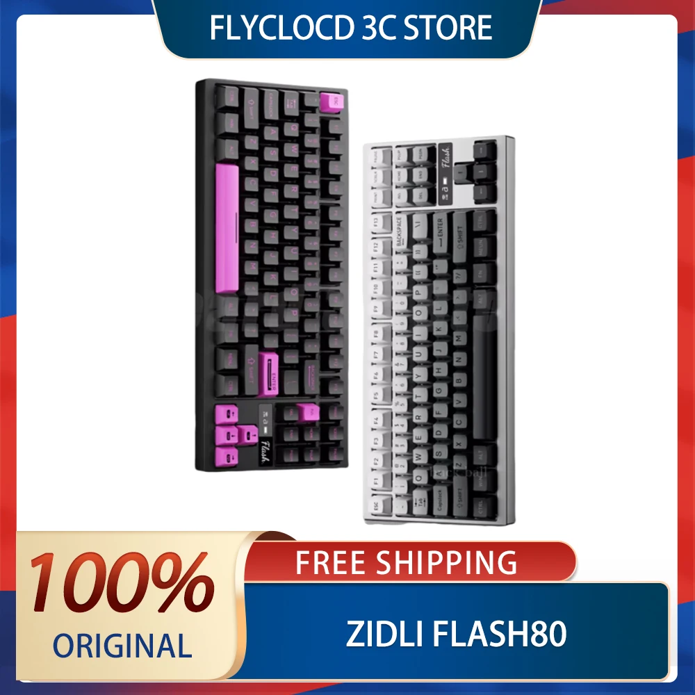 Zidli Flash80 Mechanical Keyboard 3 Mode Wireless Keyboard Aluminum Alloy Gasket Customized Keyboard Office Pc Accessories Gifts