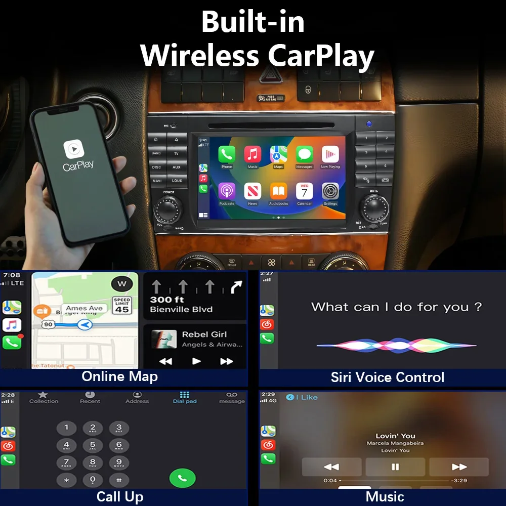 CHSTEK Android Car Stereo Wireless Carplay For Mercedes W203 CLK W209 W169 W245 Sprinter Android Auto GPS Navi DSP 4G WIFI BT5.0