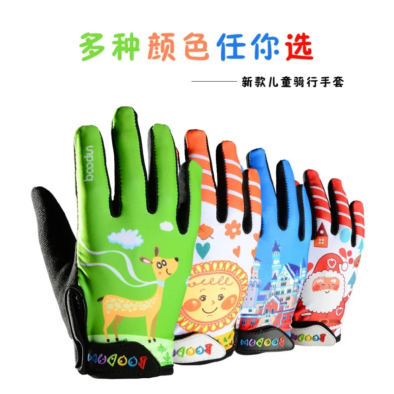 

Boodun-Children's Bicycle Shock Absorption Drop-Resistant Long Finger Riding Gloves, Breathable, Comfortable, New