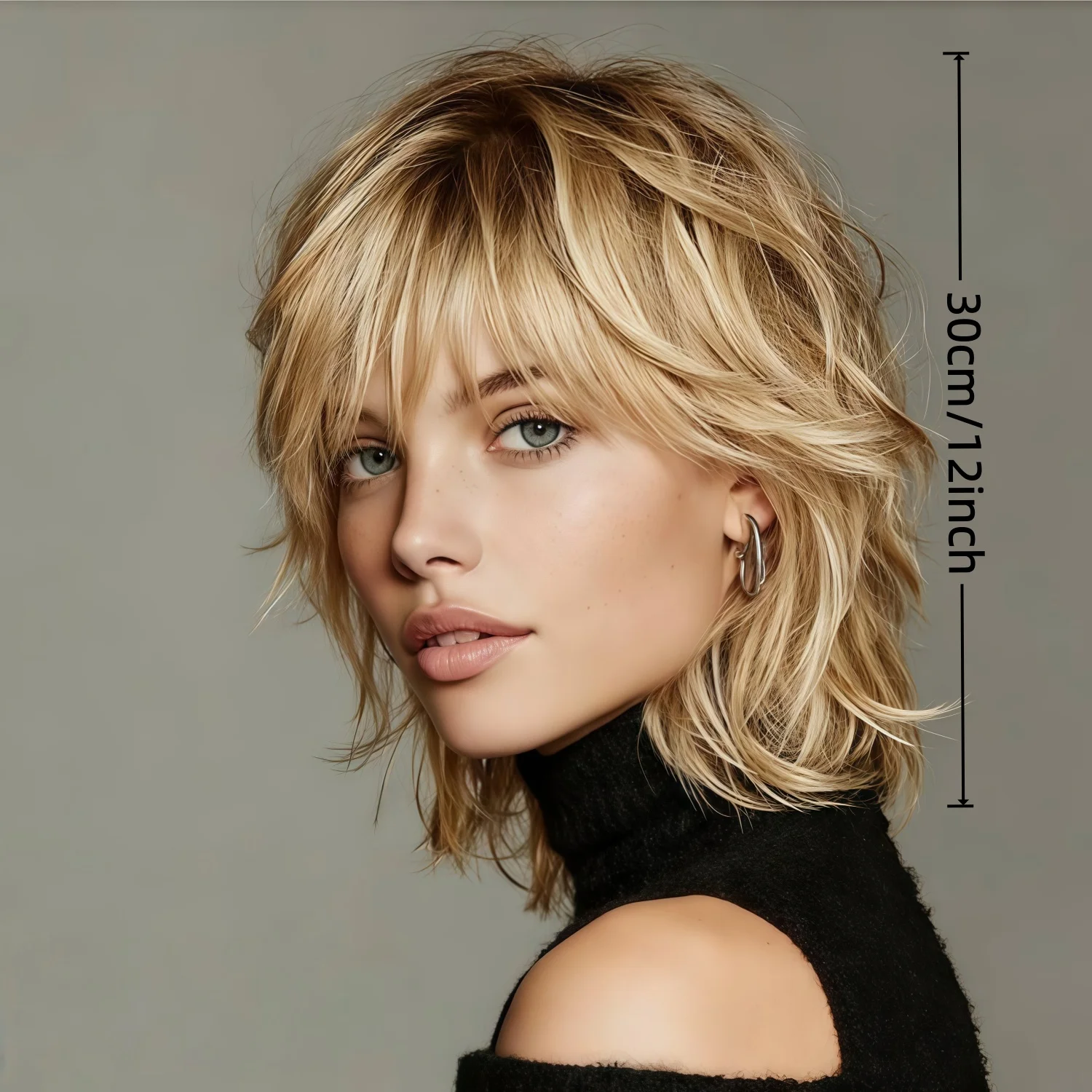 Long Pixie Cut Synthetic Wig | Honey Blonde Straight Layered Hair with Bangs,Laceless Design, Heat-Resistant Fiber, Role-Playing