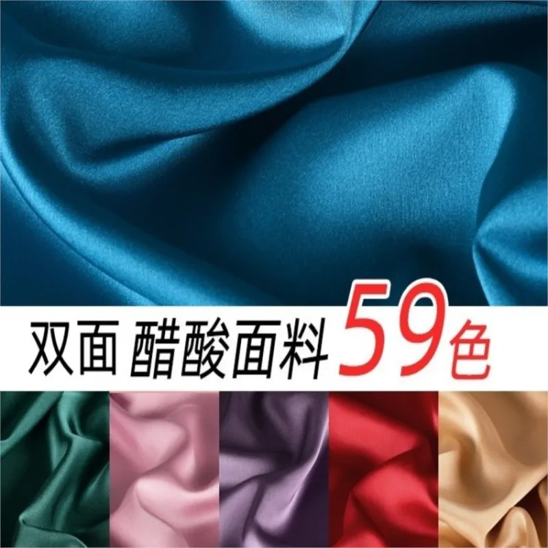 

Solid-color double-sided acetate satin fabric with a lustrous silk-like finish smooth for dress evening gowns