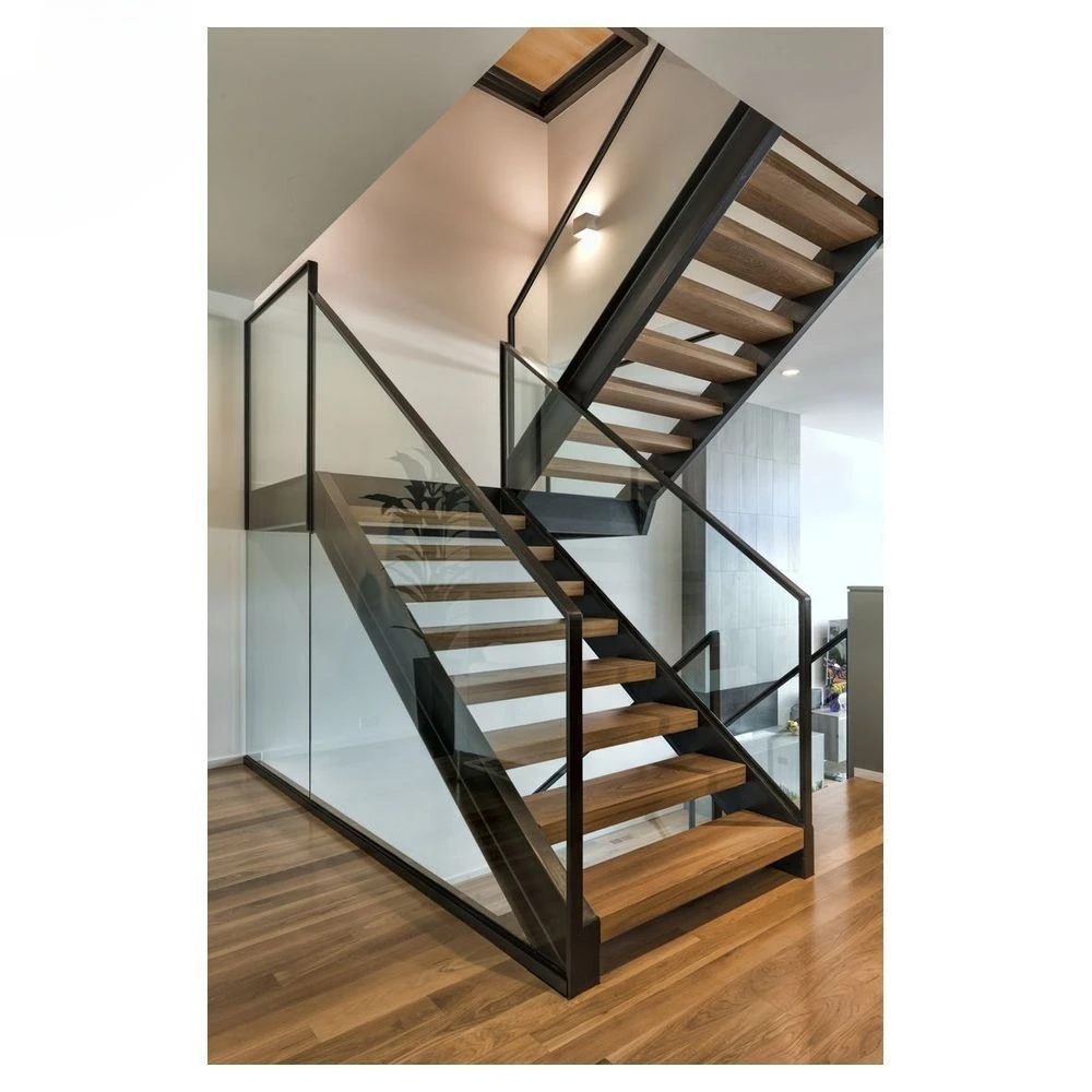 بناء الفيلا الحديثة سلالم عائمة من الزجاج الخشبي متينة