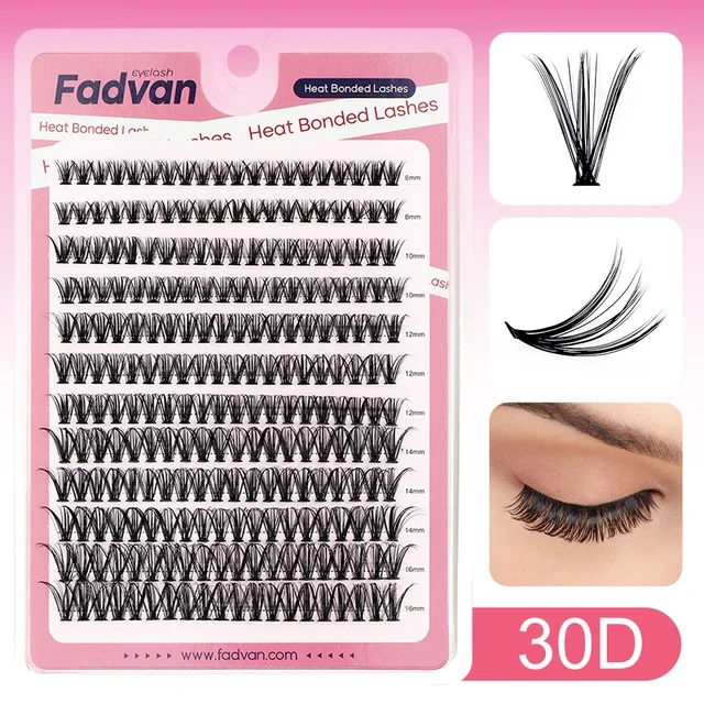 Fadvan DIY Wimpern-Cluster, 20D/30D/40D/50D/60D, vorgefertigte Fächer-Wimpernverlängerung, individuelle, wärmegebundene Cluster-Wimpern, natürlich weich