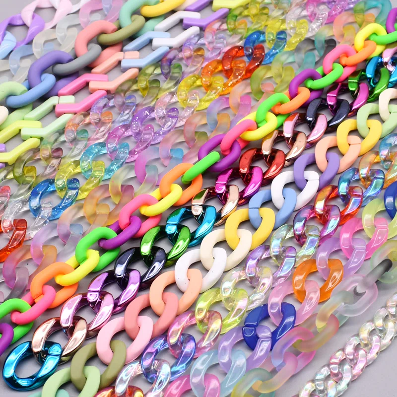 Wholesale 17x24mm Acrylic Link Chain Hook Clasp Connector Opening Loops Accessories Chain Link for Jewelry Making Necklace