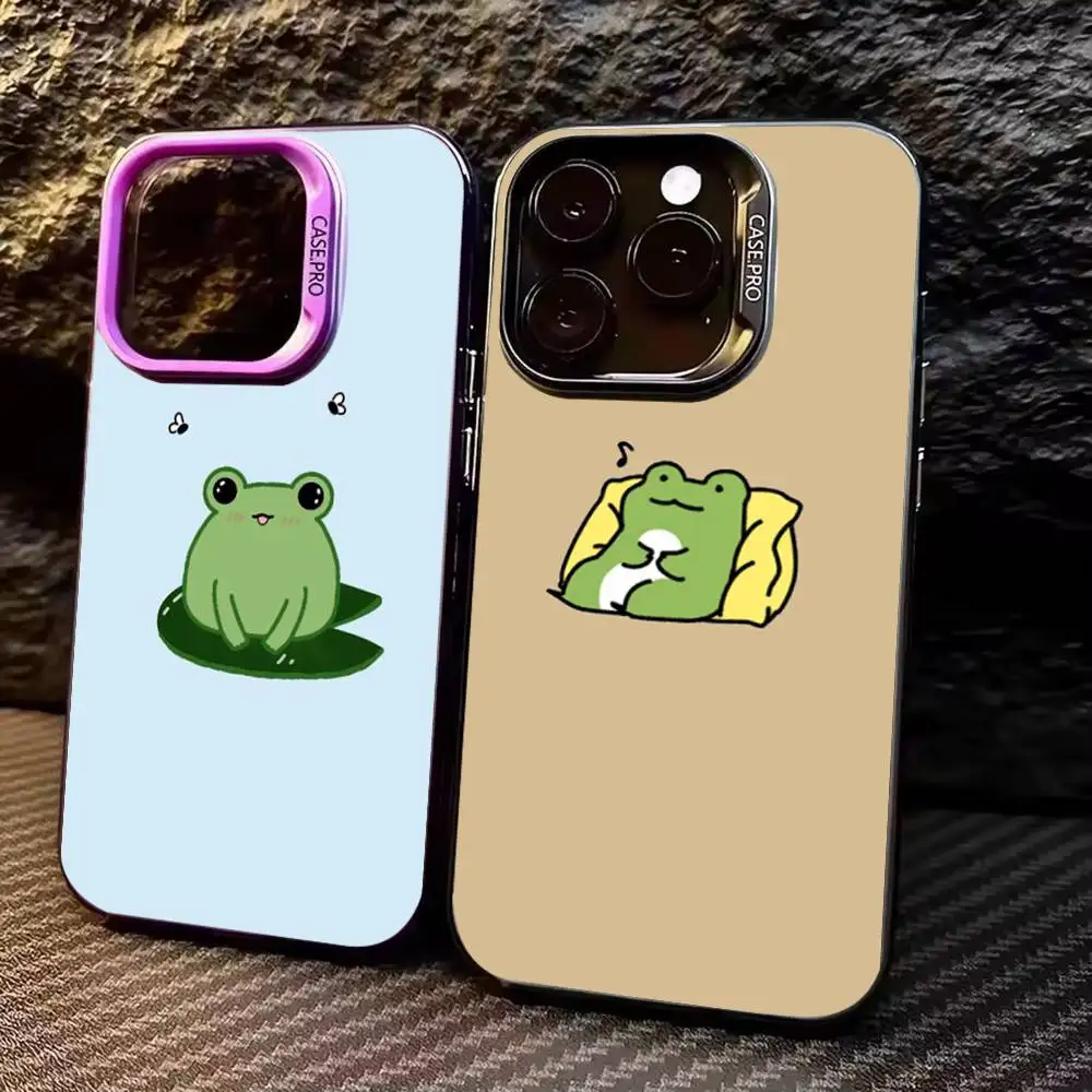 Capa de telefone sapo para iphone17,16,15,14,13,12,11 pro max roxo colorido banhado a prata dentro da capa de telefone