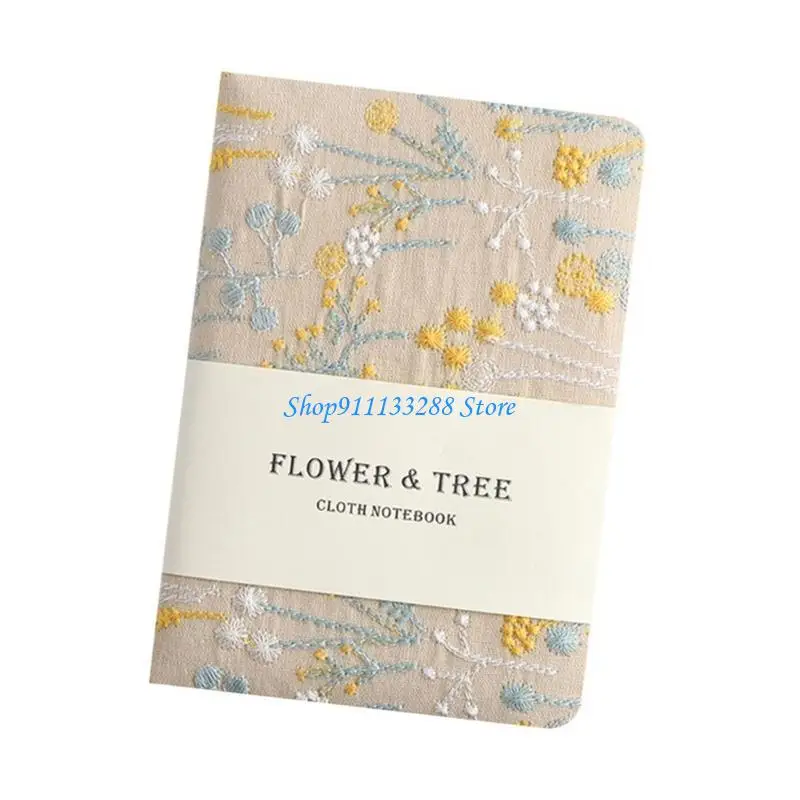 G88D Embroidered Notebook 256 Pages College Ruled Small Journal Notebook for Student Women Writing Hardcover Journal Notepads