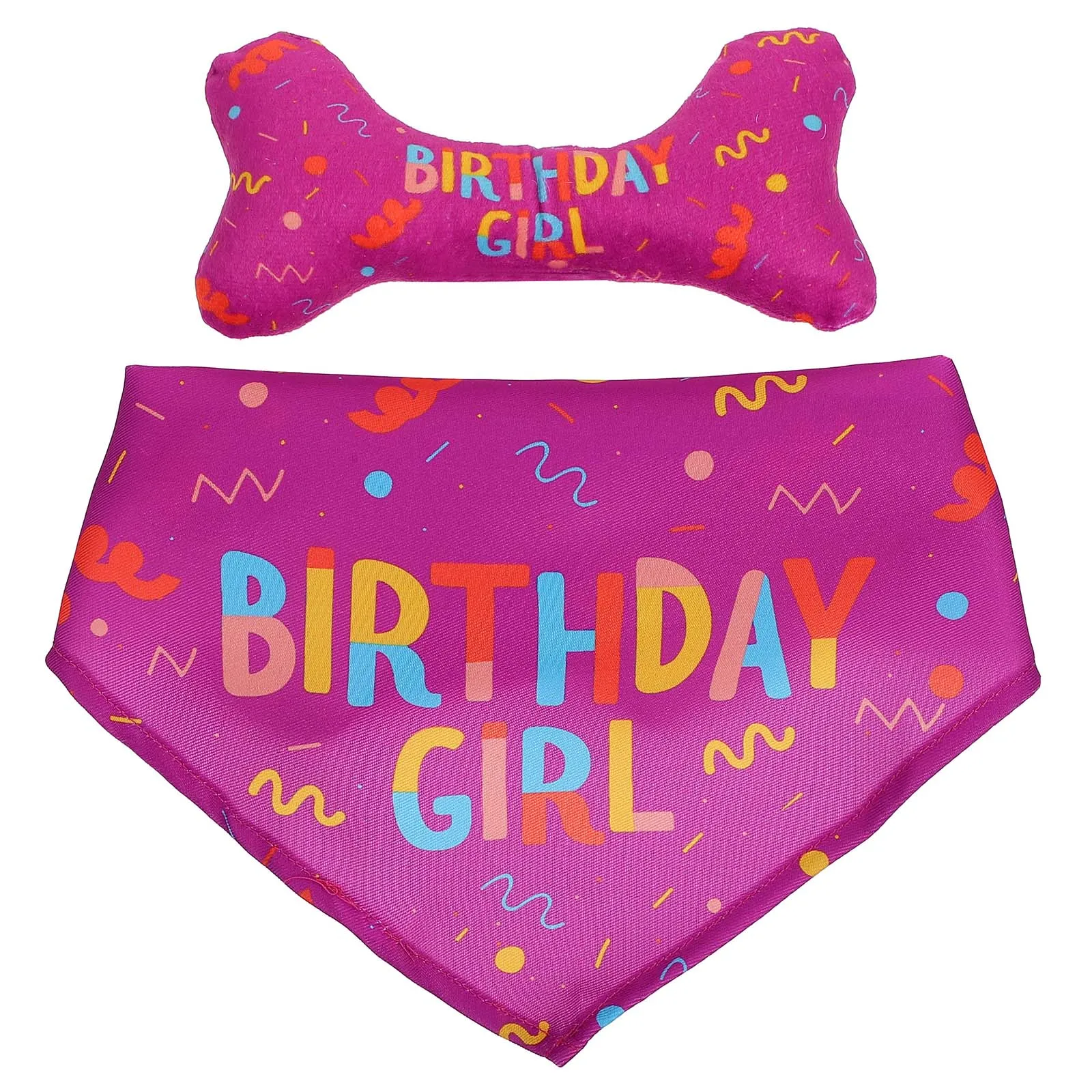 

2pcs Pet Triangle Scarf Dog Bandana Birthday Party Saliva Towel Bone Simulation Safe Clean Affordable Gift Girl Holiday