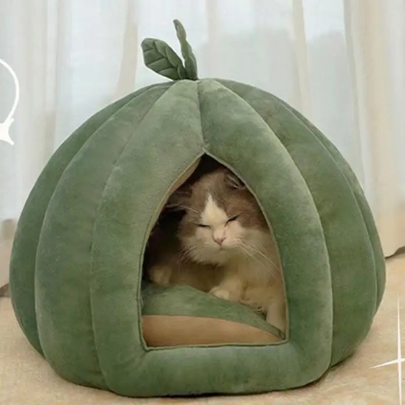 Pet House Pumpkin Cat Nest Winter Warm Cat House Enclosed Cat Bed Cat Cave Pets Tent Cozy Cave Nest Small Dog House