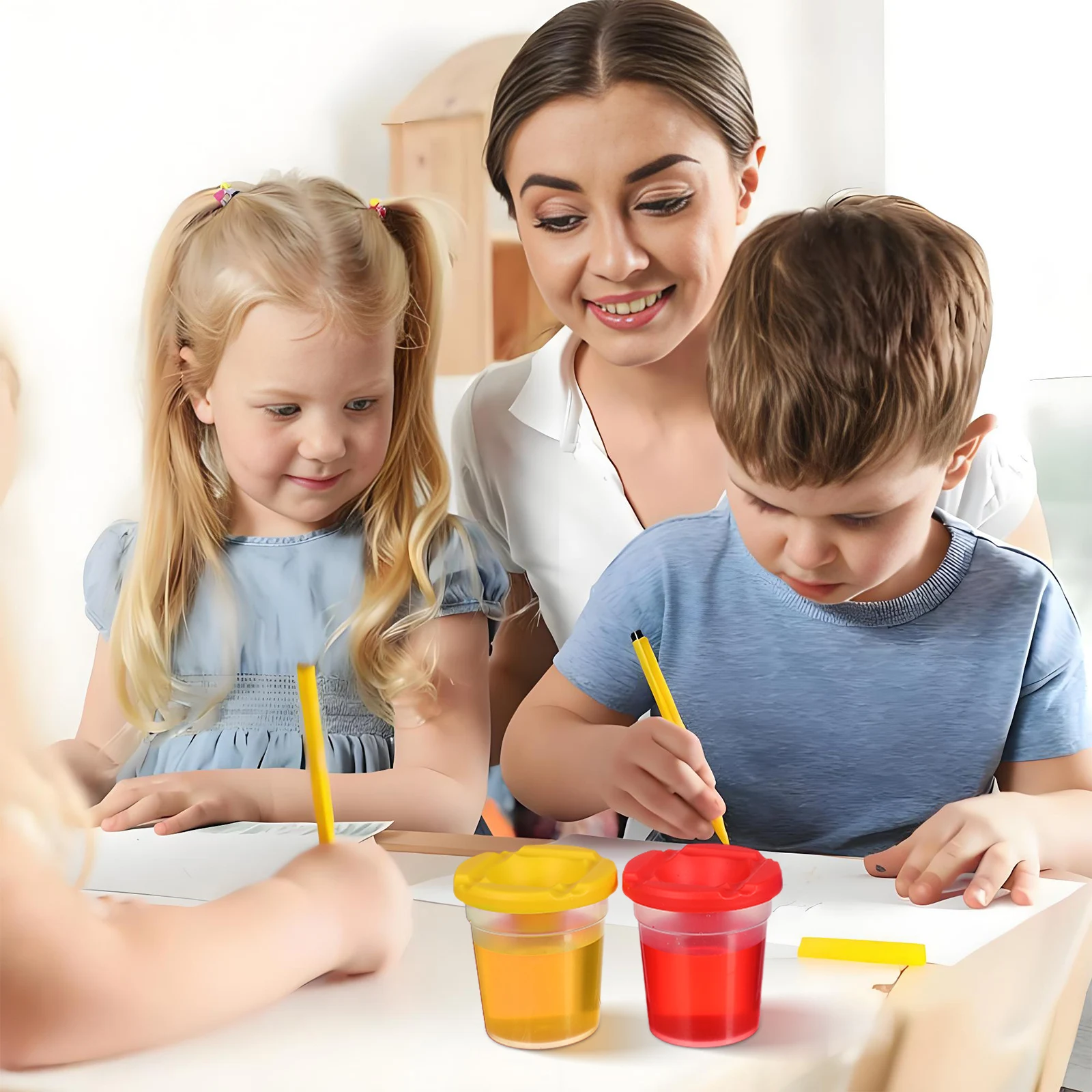 

4Pcs Rotating Brush Washing Bucket High-Quality ABS Painting Tool Compact Lightweight Easy Clean Art Class Accessory