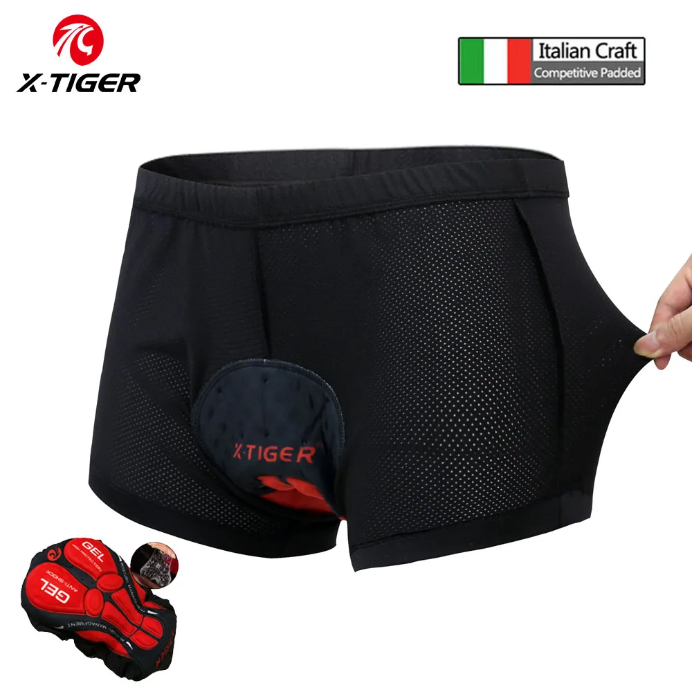 X-Tiger Short de cyclisme en maille respirante antichoc sous-vêtements 5D Pro épaissie Gel Pad Short de cyclisme