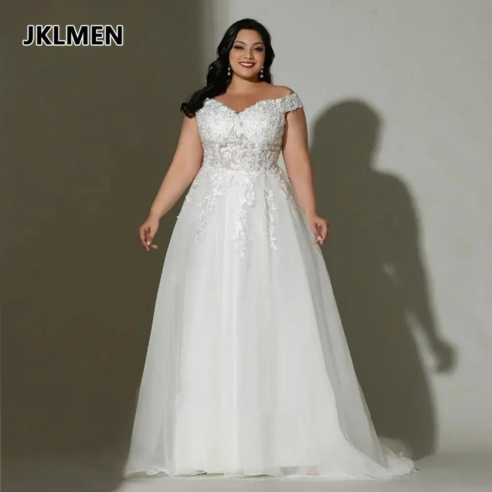 

Princess Off Shoulder Plus Size Wedding Dresses Romantic Sweetheart Lace Bride Gown Custom Made فستان حفلات الزفاف
