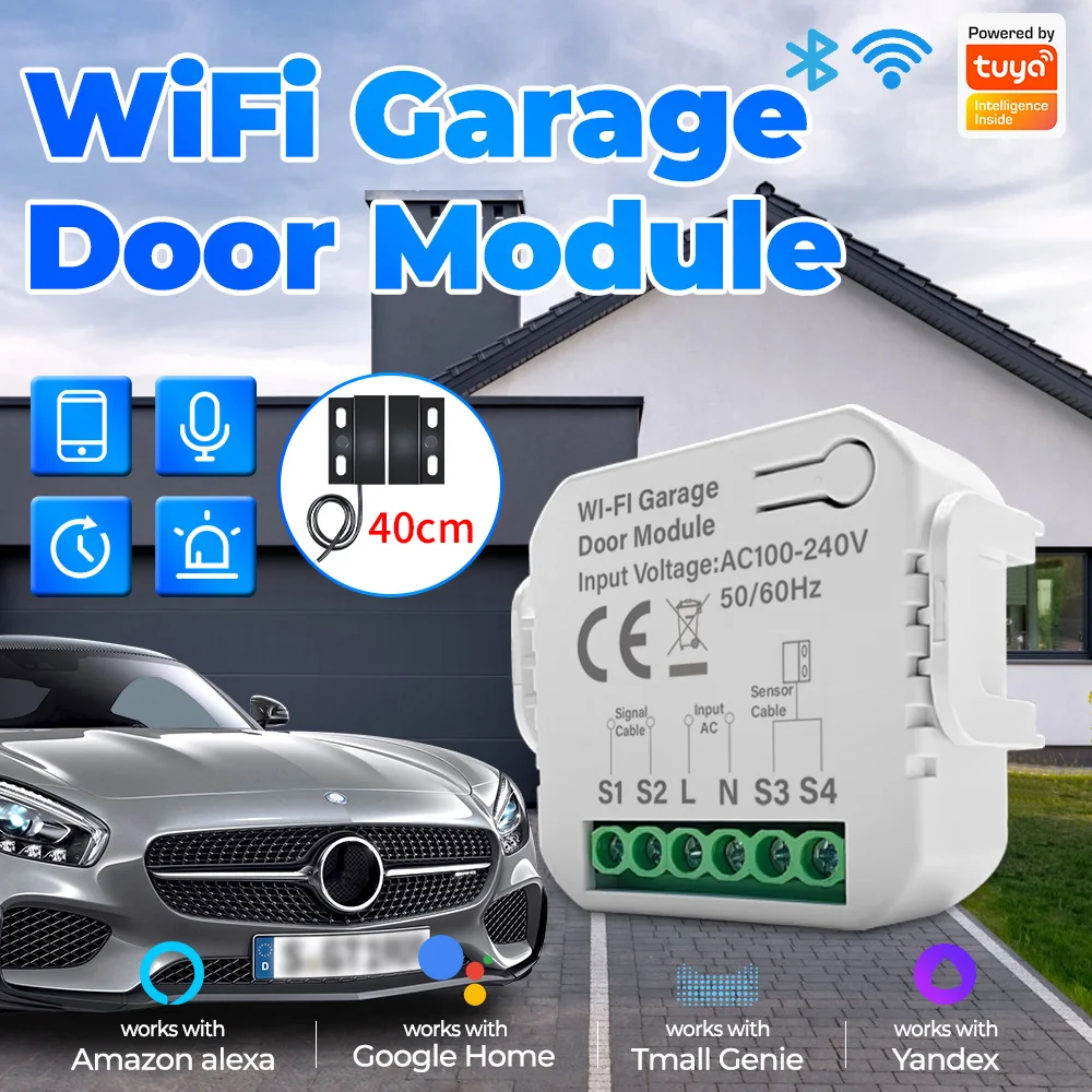 Smart Tuya WiFi Garage Door Switch Door Opening Smart Life APP Controller Remote Control Closing Works with Alexa Google Home