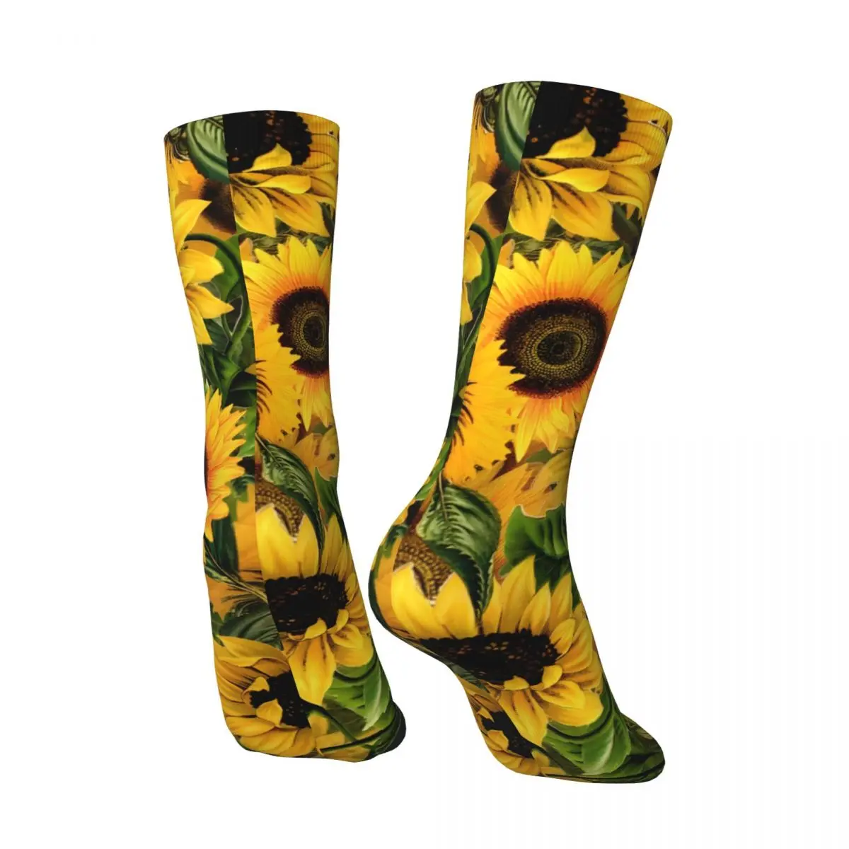 Chaussettes à motif de tournesols vintage pour hommes, chaussettes de compression Elin, chaussettes d'équipage de qualité, nouveauté