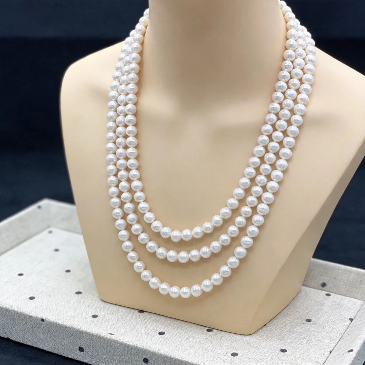 Knotted Chain Natural Freshwater Pearl Sweater Chain Pearl 6-7mm For Christmas Holidays Gifts Length 1.6m