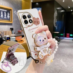 11R Lucky Bear Holder Bracelet Plating Phone Case For Oneplus 11R 11Pro 10Pro 11 10T 10R 9R 9 9RT 9Pro 8T Ace2 Ace2V Ace Cover