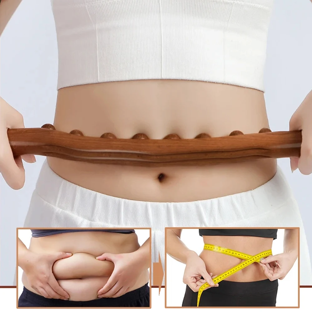 8-bead GuaSha Stick Carbonized Wood Body Shaping Massager Meridian Scraping Therapy Relaxes Stiff Muscles Fitness Training Tool