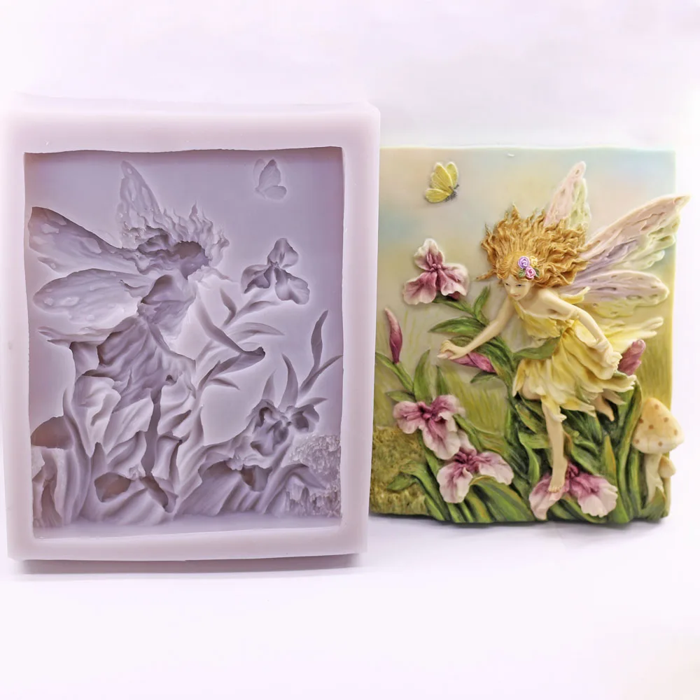 

Garden Fairies Silicone Fondant Mold Happy Girl Chocolate Cake Topper Sugarcraft Baking Mould Home Pendant DIY Resin Polymer