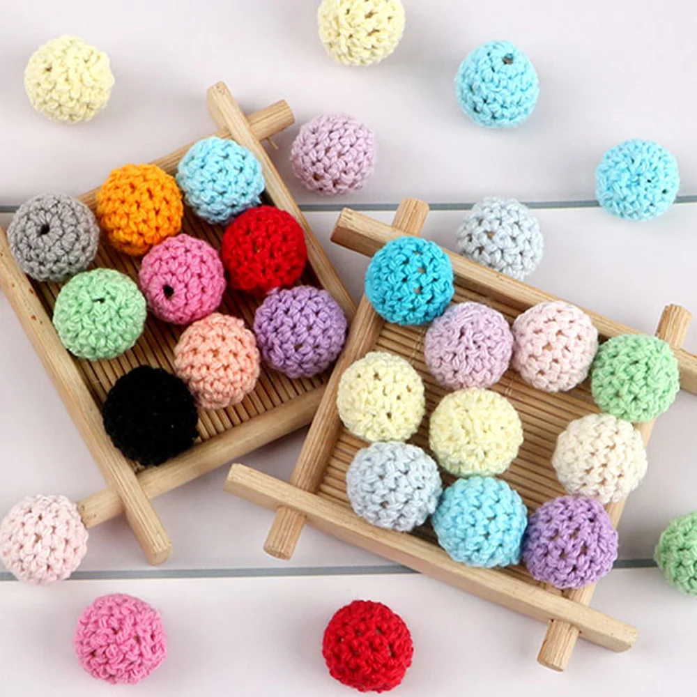 Kovict 10-20Pcs 16/20MM Crochet Round Wooden Balls For Crafts Handmade Decorative Wooden Beads DIY For Making Jewelry Accessorie