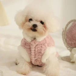 Cute Pet Dog Rabbit Hair Coat Dog Pet Clothes Winter Warm Plush Vest Bears Small Dog Vest Teddy Puppy Dog Clothes Dog Jackets