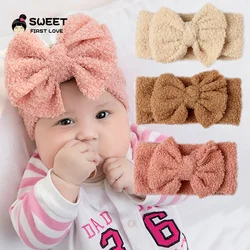 Baby Girl Headbands Soft Teddy Velvet Elastic Wide Bow Headband Suit of 0-6th Newborn Children Bowknot Turban Baby Accessories