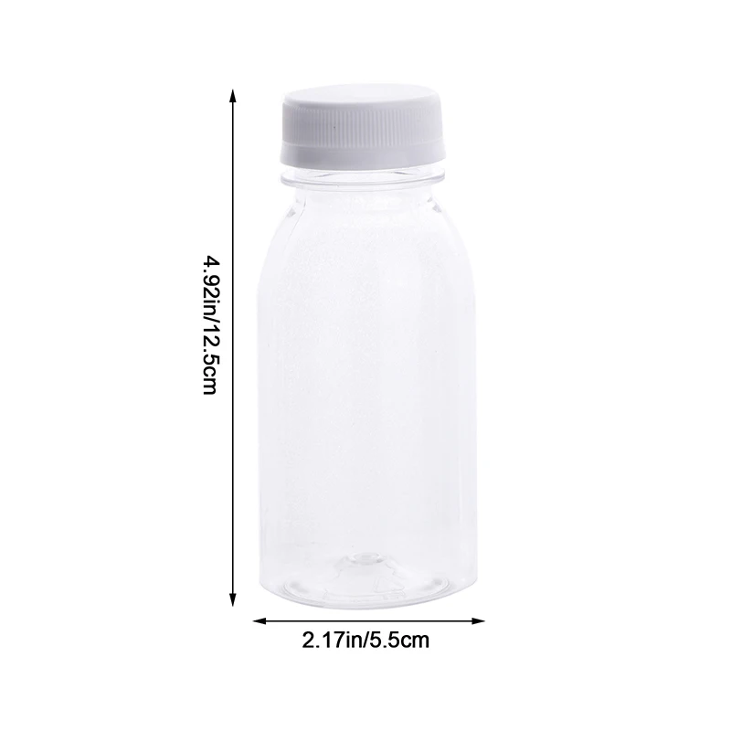 6Pcs 200ML Transparent Kids Water Bottle Plastic Juice Bottle PET Milk Beverage Bottle With Lid Portable Empty Water Bottles