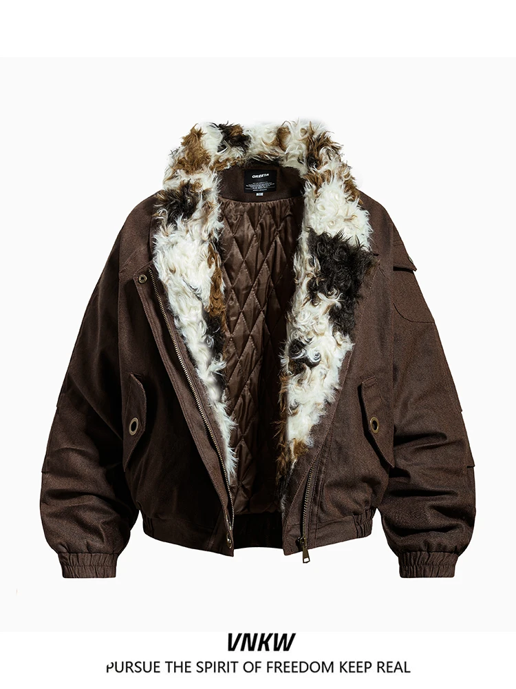 

Thiened Fluffy Cotton Jaet ex Winter Warm Casual Sle Long Sve Zipper Closure Pure Color Cleanfit Design