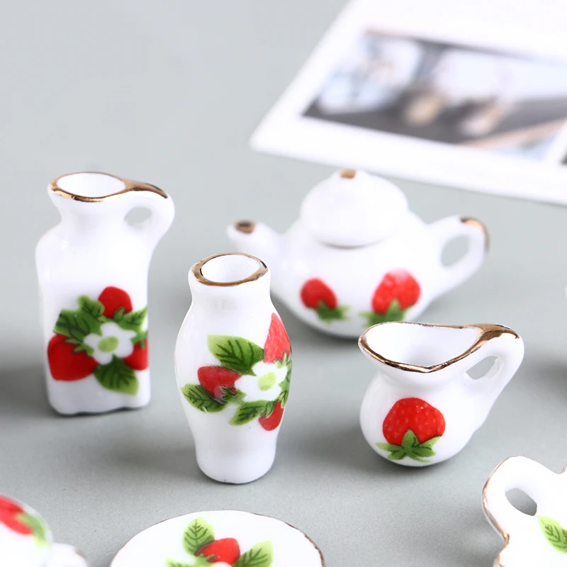 

Набор из 40 предметов: миниатюрная посуда для кукольного домика 1:12, фарфоровые керамические чайные чашки и тарелки