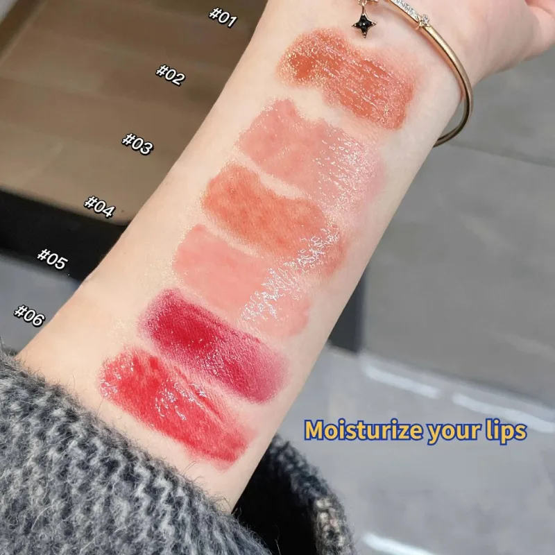 Liebe Form Gelee Lippenstift wasserdicht Antihaft-Tasse Spiegel festen Lip gloss klar dauerhafte feuchtigkeit spendende Lippenstift Make-up Kosmetik