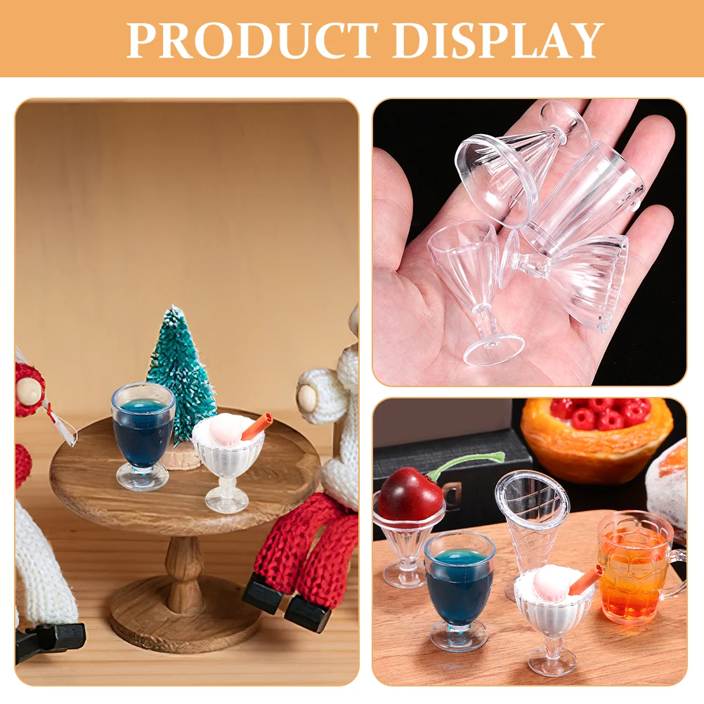 

24pcs Mini Ice Cream Cups House Desserts Creative Toy Sturdy Material Versatile Miniature Tableware Simulation DIY