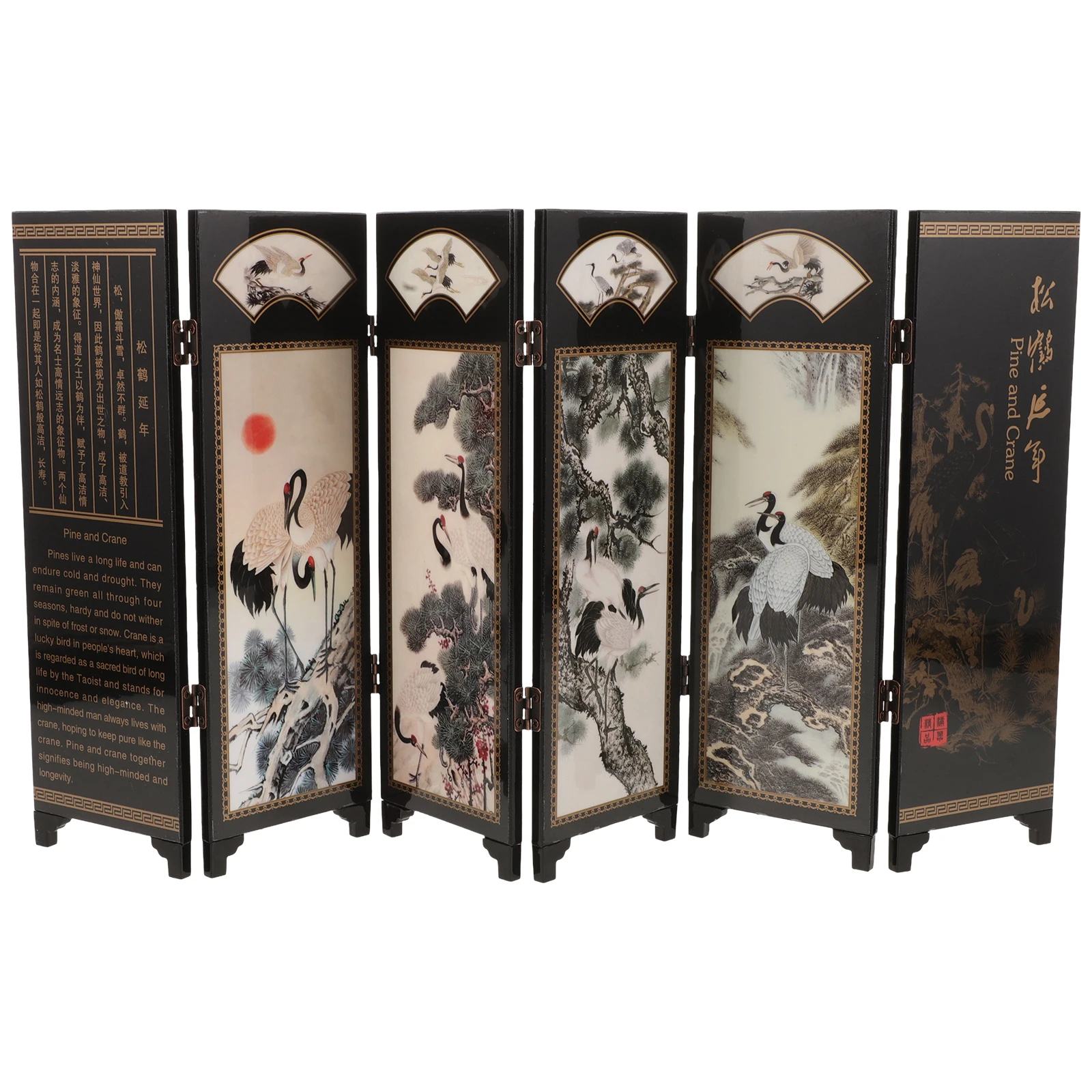 

Screen Decor Mini Folding Panel Handcrafted Solid Wood Study Room Divider Art Home Ornament Desktop