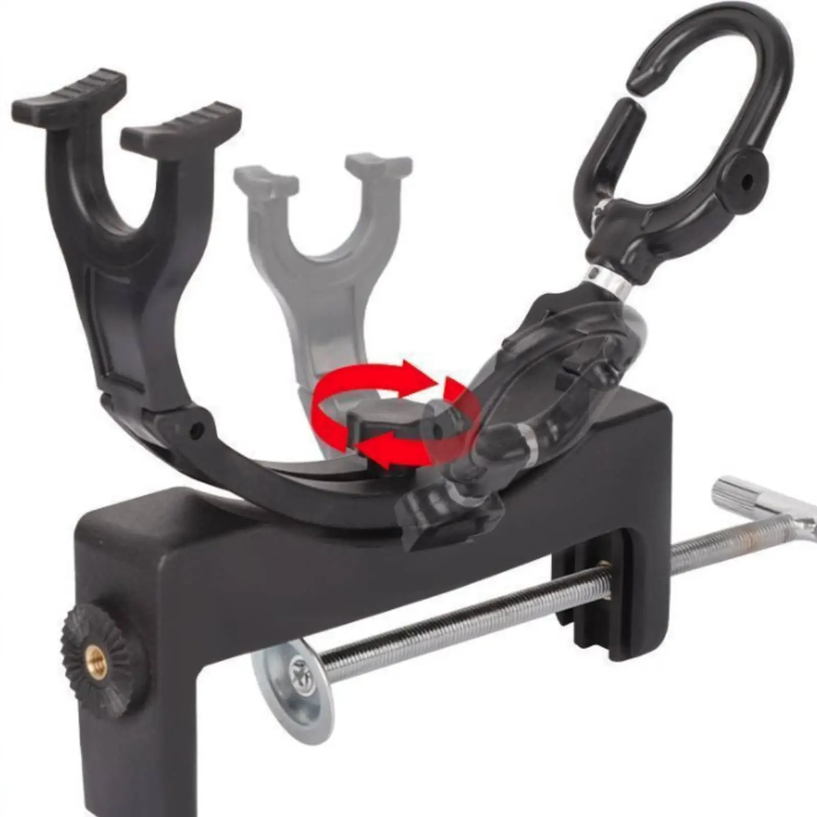 Clamp Fishing Rod Holder for Boat Railing Stainless Steel Adjustable Angling Support Bridge Railing Mounted Fishing Pole Stand