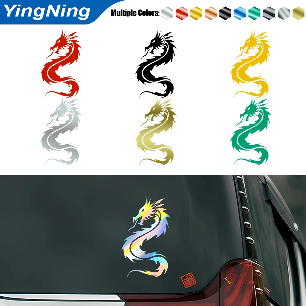 

2Pcs Chinese Dragon Car Decals Left & Right Mirror Symmetrical Vinyl Sticker 3D Laser Reflective Auto Styling for Door Window