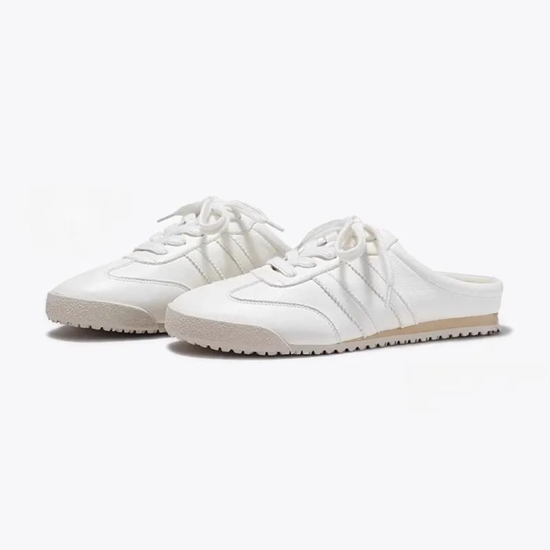 

New Womens Shoes Fashion Genuine Leather Sports Slippers for Woman Exquisite Baotou Casual Shoes Designer Shoes Zapatos De Mujer