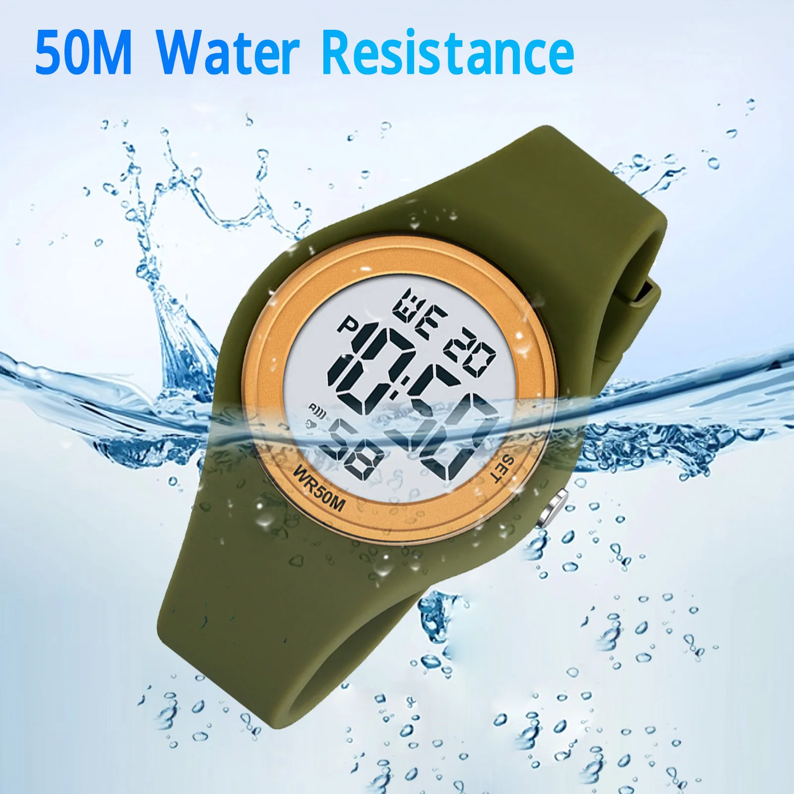 클리어런스 큰 할인 어린이 스포츠 시계 달력 조절 가능 방수 소프트 밴드 5세에서 15세 남아 여아용