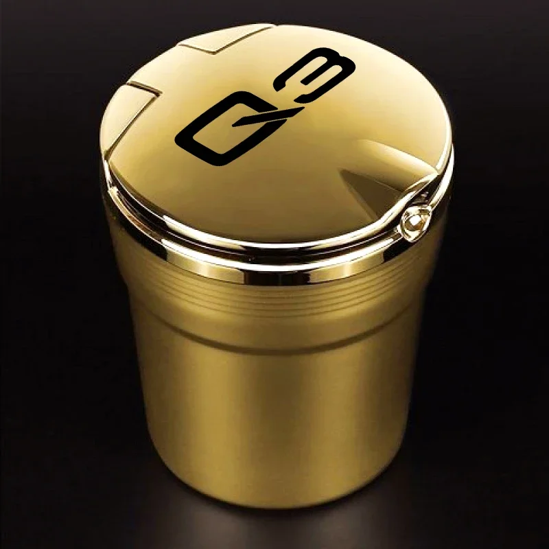 With Led Lights car Logo Creative Personality ashtray Creative cigarette dustbin For Audi Q3 Q7 A6 A7 Q8 A4 D5 Auto Accessories