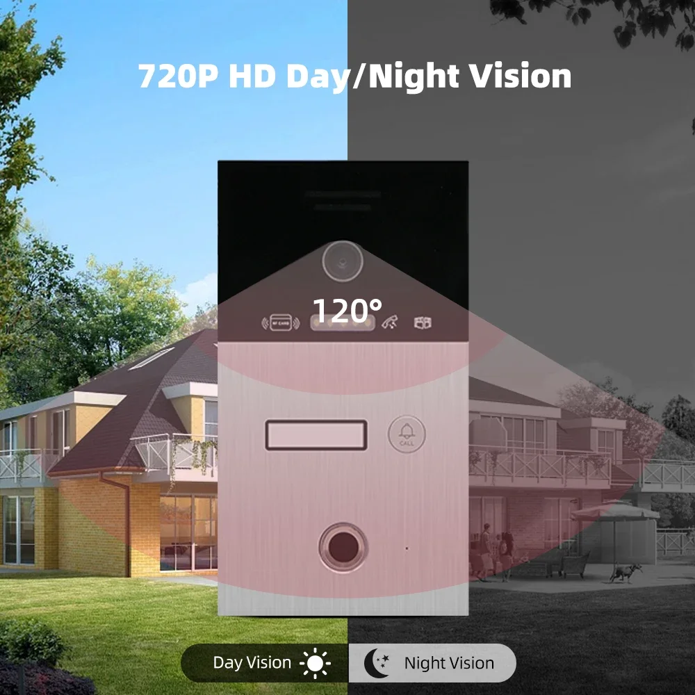 Jeatone-Kit Vídeo Intercom IP com Teclado e Cartão RFID, Night Vision Camera, Detecção de Movimento Início, Campainha ao ar livre, TUYA, 7\