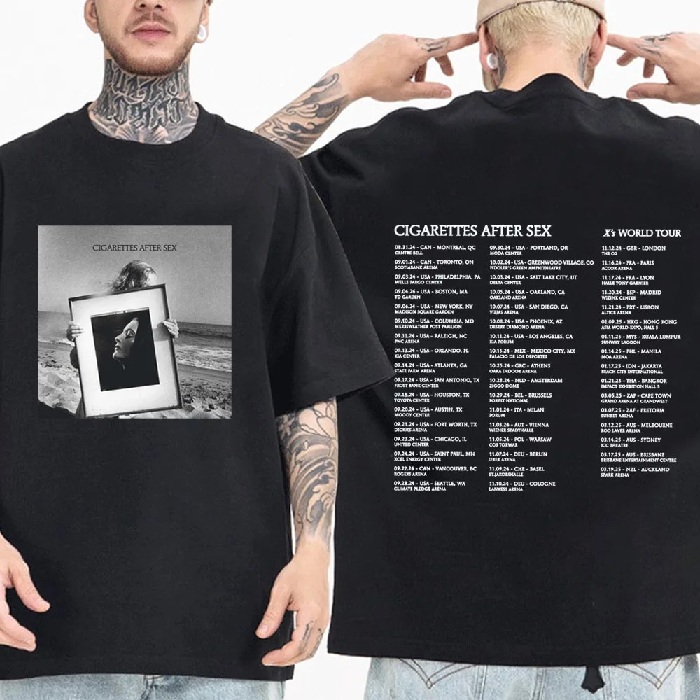 السجائر بعد جولة الجنس 2025 تي شيرت رجل إمرأة Harajuku س الرقبة الصيف قميص غير رسمي