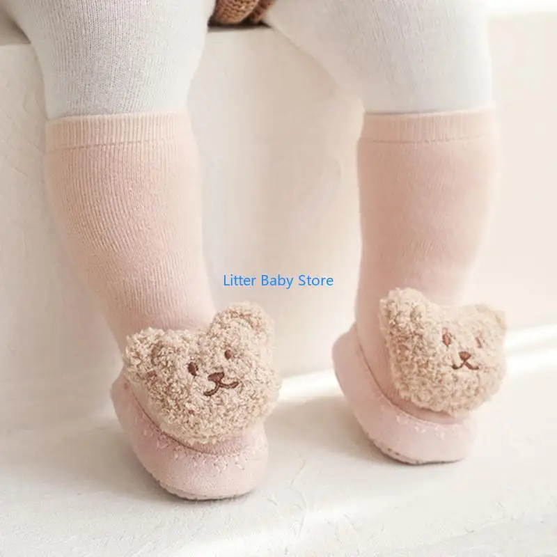 N80C جوارب أرضية للأطفال الصغار مضادة للانزلاق جوارب الدب الكرتونية جوارب شتوية دافئة داخلية #4
