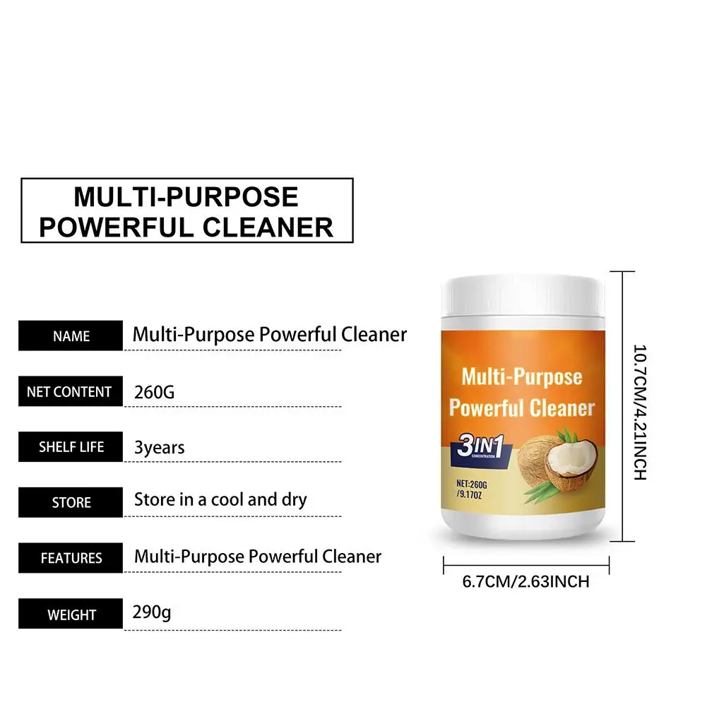 Crème de nettoyage forte, formule d'huile de noix de coco, dissolvant de taches multi-surfaces pour appareils ménagers en cuir, nettoyage rapide, sans endommager, 1 pièce