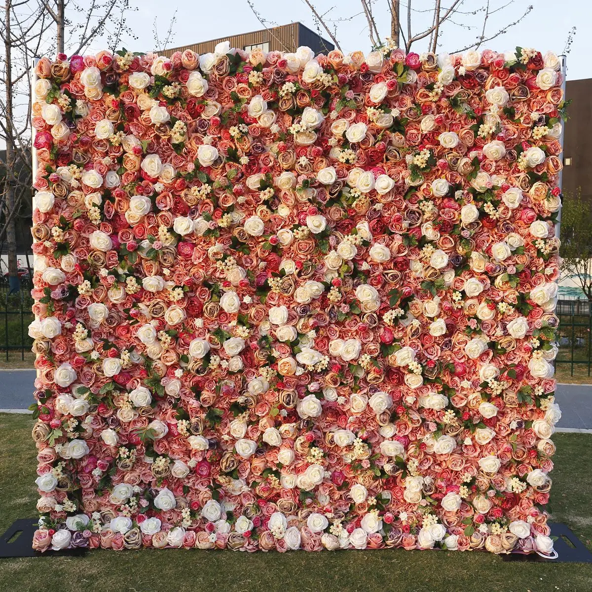 

Outdoor Wedding Backdrop 3D Dried rose Curtain Cloth Flower Wall Rose Hydrangea Arrangement Floral Event Party Reception Props