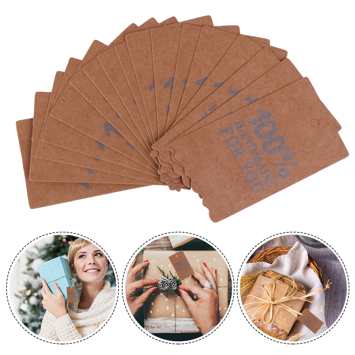

1 set Kraft Paper Tag Gift Labels Sturdy Brown Hangtag Twine String DIY Cards Baking Paper Craft