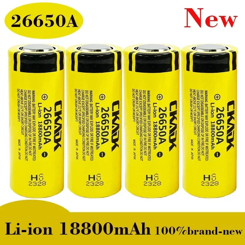 

New High Capacity 26650A, 3.7V 18800mah, 100% Original 26650 20A Rechargeable Lithium Battery Suitable for Flashlights