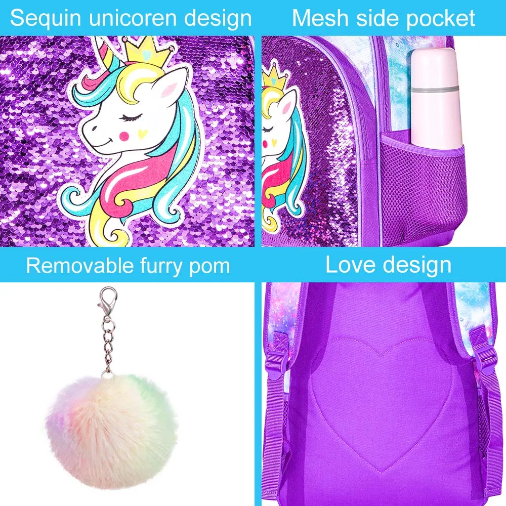 3PCS Girls Backpack, 16\