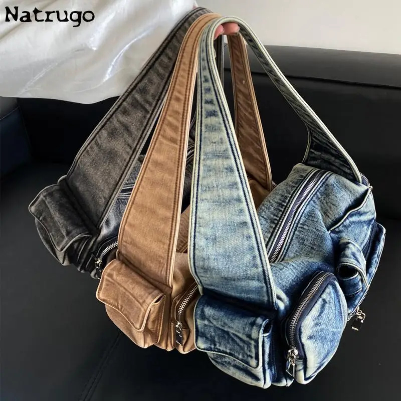 Niche Retro Design Dening Cowboy Underarm Bags Fashion Blue Women Handbag Lady Shoulder Bag Casual Small Tote Bag 2023