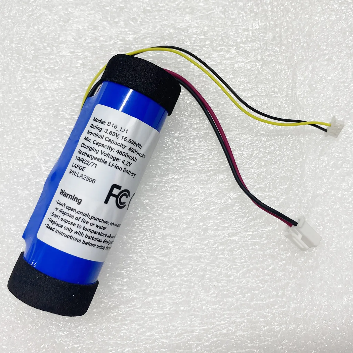 3.63V 16.698Wh B16_L11 Rechargeable Li-ion 4600mAh/4900mAh Battery 1INR22/71 S/N:LA2506